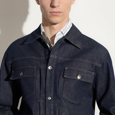 Giubbotto Denim con Tasche Indaco Giubbotto Tessuto 48 / Indaco Paolo Pecora