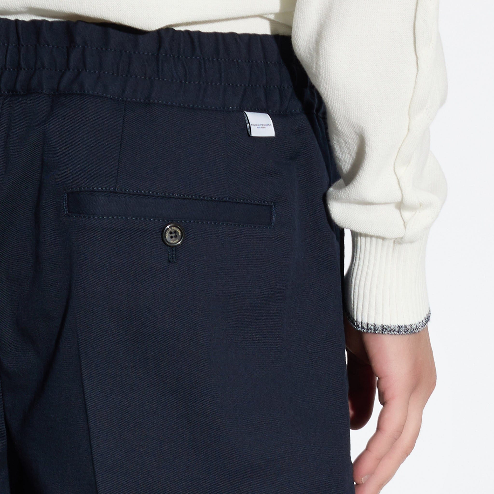 Bermuda con Cintura Elastica in Cotone Blu Bermuda Tessuto Paolo Pecora