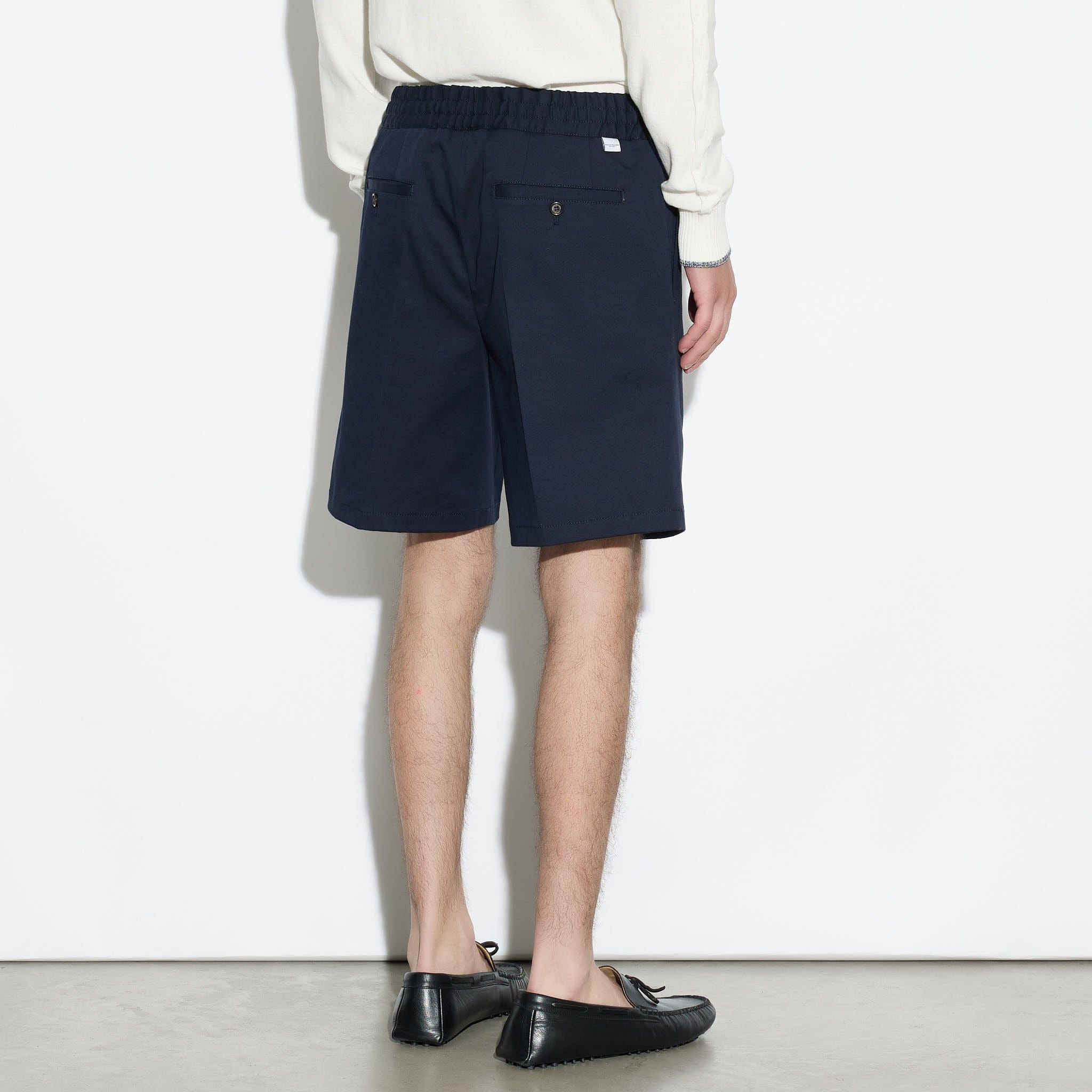 Bermuda con Cintura Elastica in Cotone Blu Bermuda Tessuto Paolo Pecora