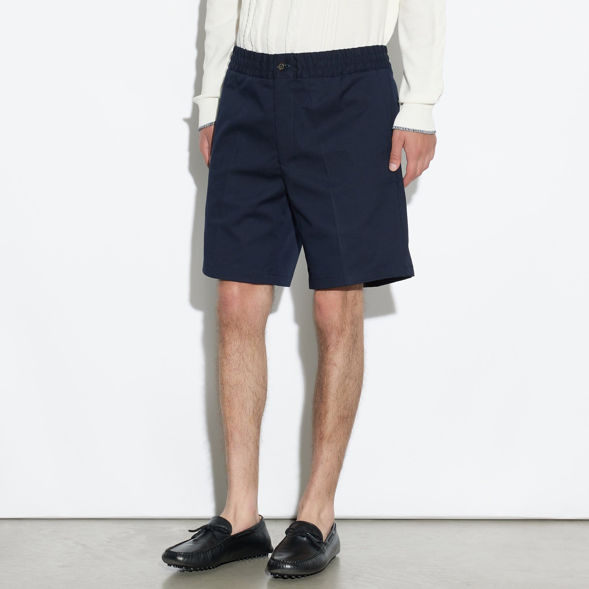 Bermuda con Cintura Elastica in Cotone Blu Bermuda Tessuto Paolo Pecora