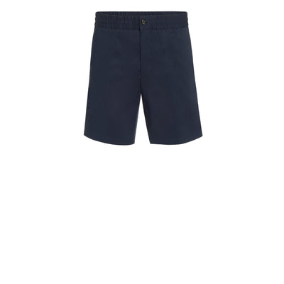 Bermuda con Cintura Elastica in Cotone Blu Bermuda Tessuto Paolo Pecora