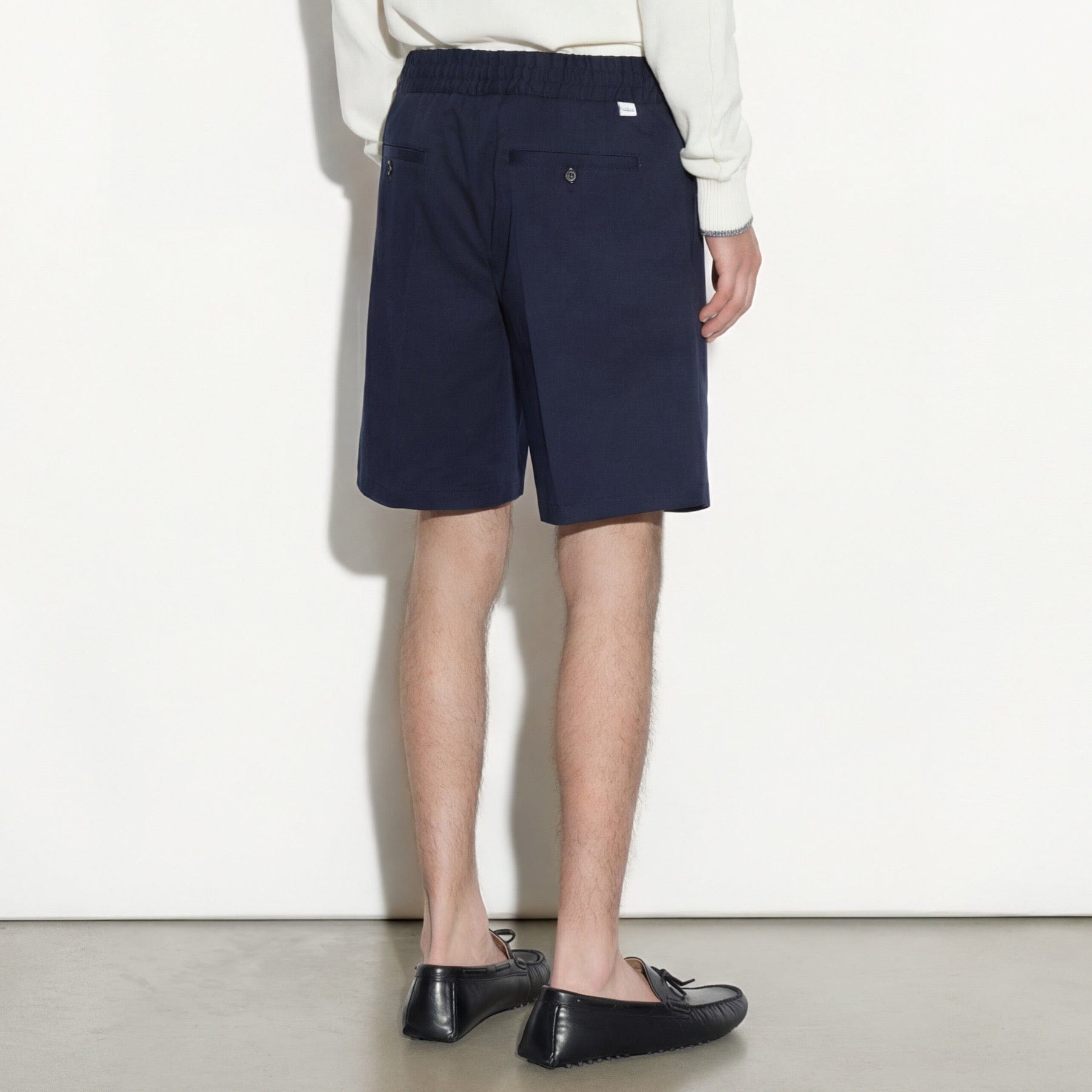 Bermuda con Cintura Elastica in Cotone Blu Bermuda Tessuto Paolo Pecora