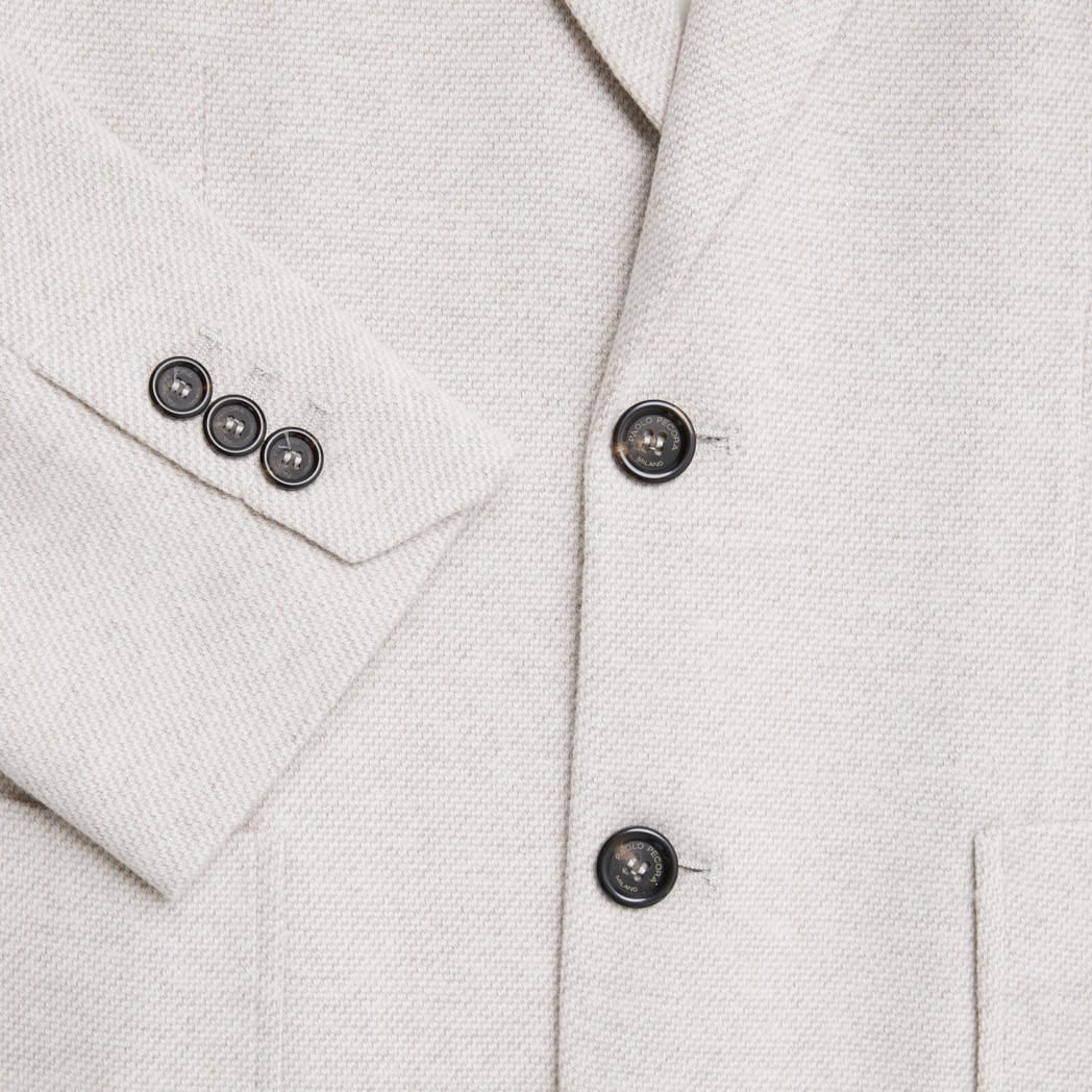 Blazer Monopetto in Jersey Armaturato Écru Melange  Paolo Pecora