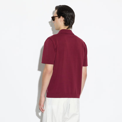 Camicia in Maglia a Maniche Corte con Motivo Jacquard Mattone Scuro Camicia Maglia Paolo Pecora