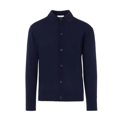 Camicia in Maglia a Maniche Lunghe in Puro Cotone Extrafine Blu Navy Camicia Maglia Paolo Pecora