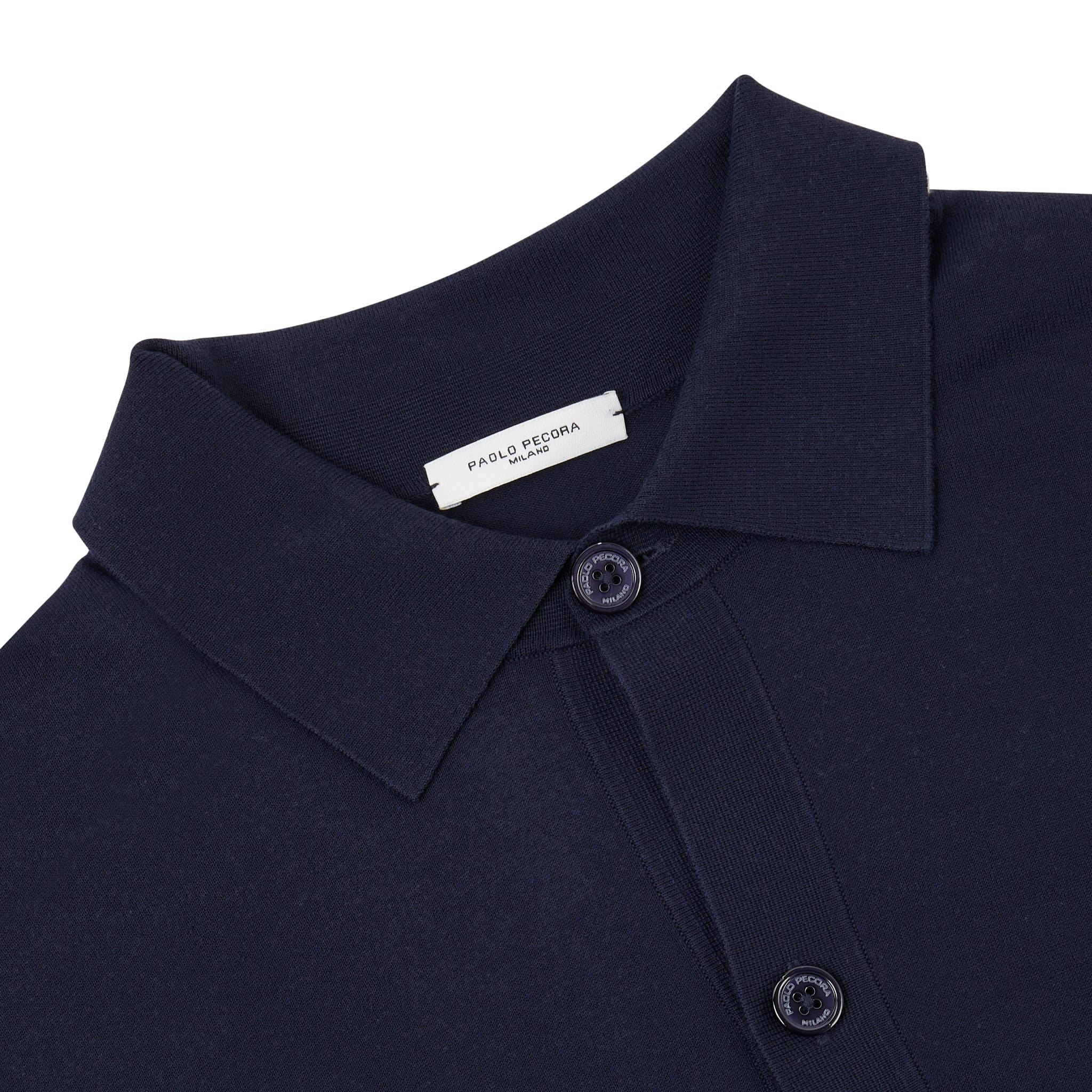 Camicia in Maglia a Maniche Lunghe in Puro Cotone Extrafine Blu Navy Camicia Maglia Paolo Pecora