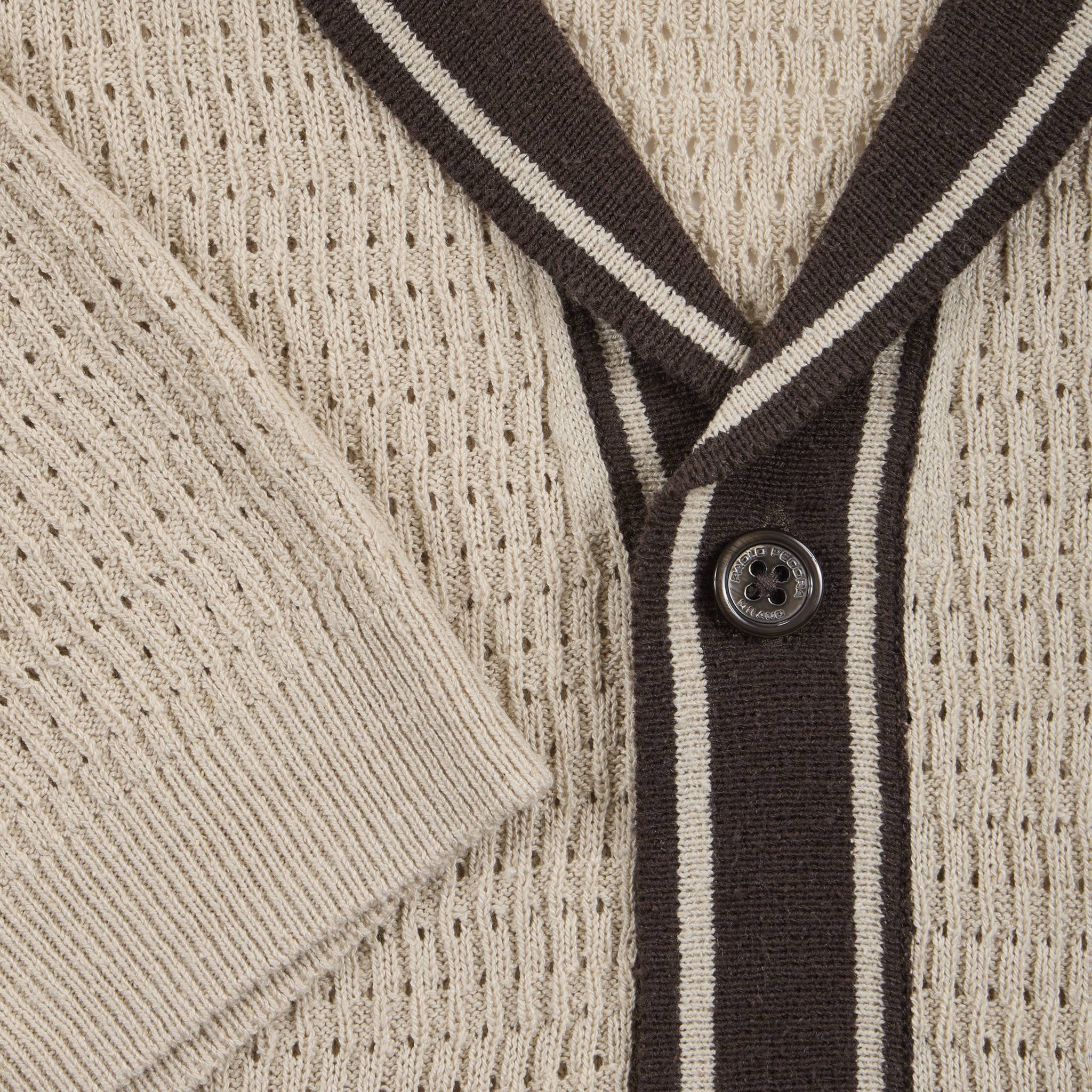 Camicia in Maglia a Punto Diagonale con Dettagli a Contrasto Beige Camicia Maglia Paolo Pecora