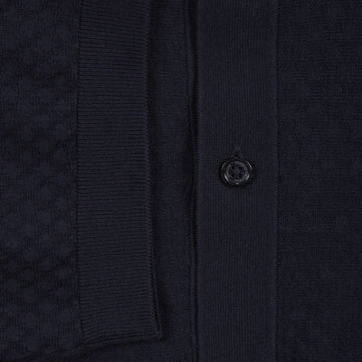 Camicia in Maglia in Cotone a Micro Punto Rombi Blu Camicia Maglia Paolo Pecora