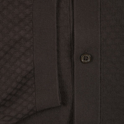 Camicia in Maglia in Cotone a Micro Punto Rombi Marrone Scuro Camicia Maglia Paolo Pecora