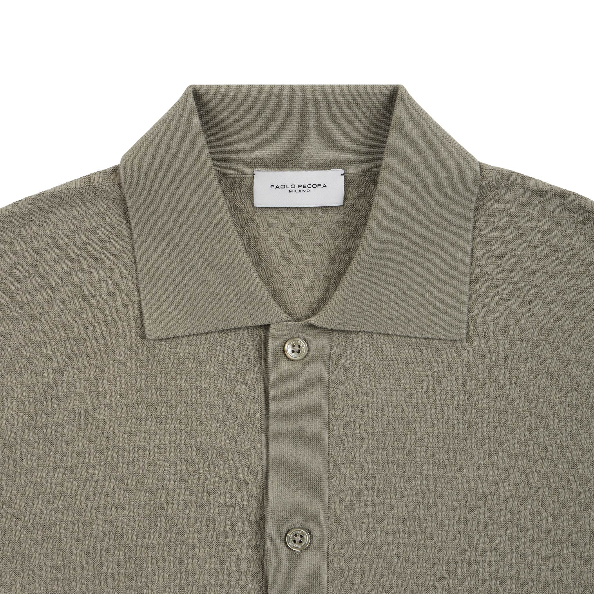 Camicia in Maglia in Cotone a Micro Punto Rombi Militare Camicia Maglia Paolo Pecora