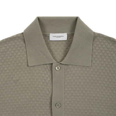 Camicia in Maglia in Cotone a Micro Punto Rombi Militare Camicia Maglia Paolo Pecora