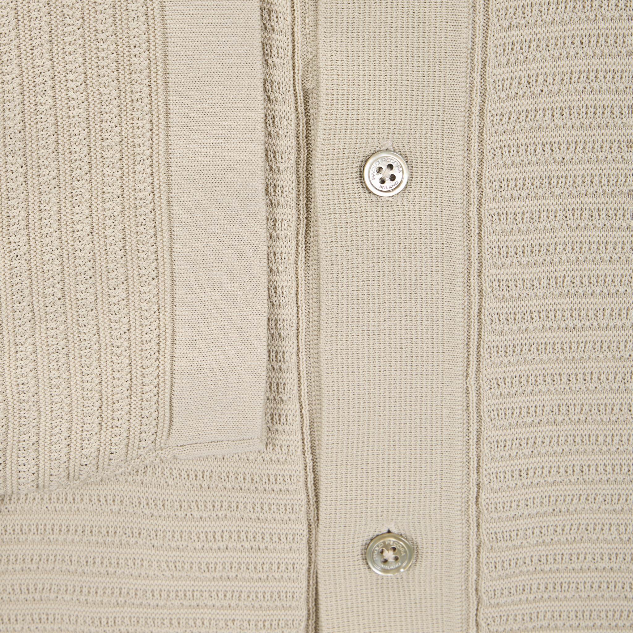 Camicia in Maglia in Cotone a Trama Strutturata Beige Camicia Maglia Paolo Pecora