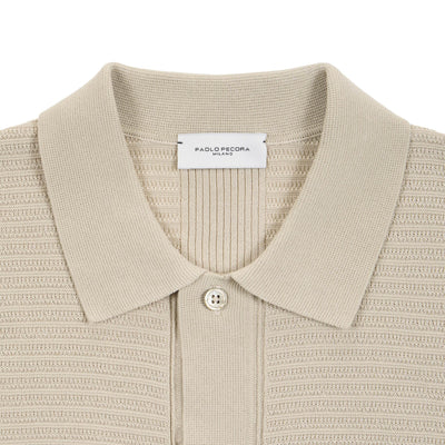 Camicia in Maglia in Cotone a Trama Strutturata Beige Camicia Maglia Paolo Pecora