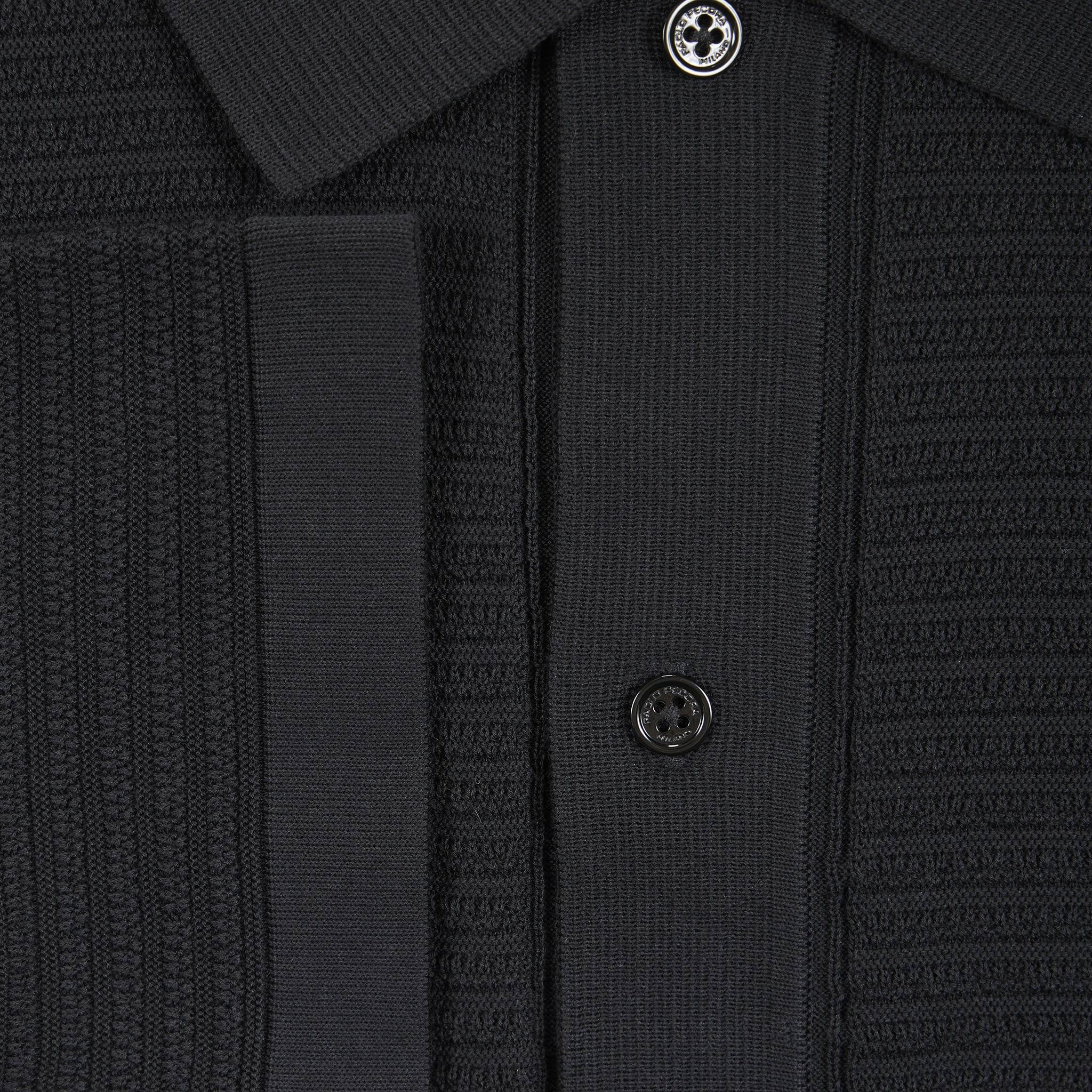 Camicia in Maglia in Cotone a Trama Strutturata Nero Camicia Maglia Paolo Pecora