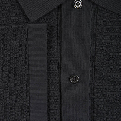 Camicia in Maglia in Cotone a Trama Strutturata Nero Camicia Maglia Paolo Pecora
