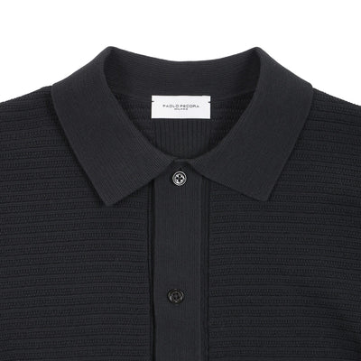 Camicia in Maglia in Cotone a Trama Strutturata Nero Camicia Maglia Paolo Pecora