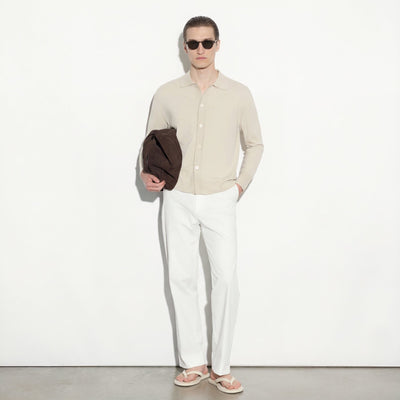 Camicia in Maglia Loose Fit in Cotone Beige Camicia Maglia Paolo Pecora