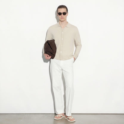 Camicia in Maglia Loose Fit in Cotone Beige Camicia Maglia Paolo Pecora