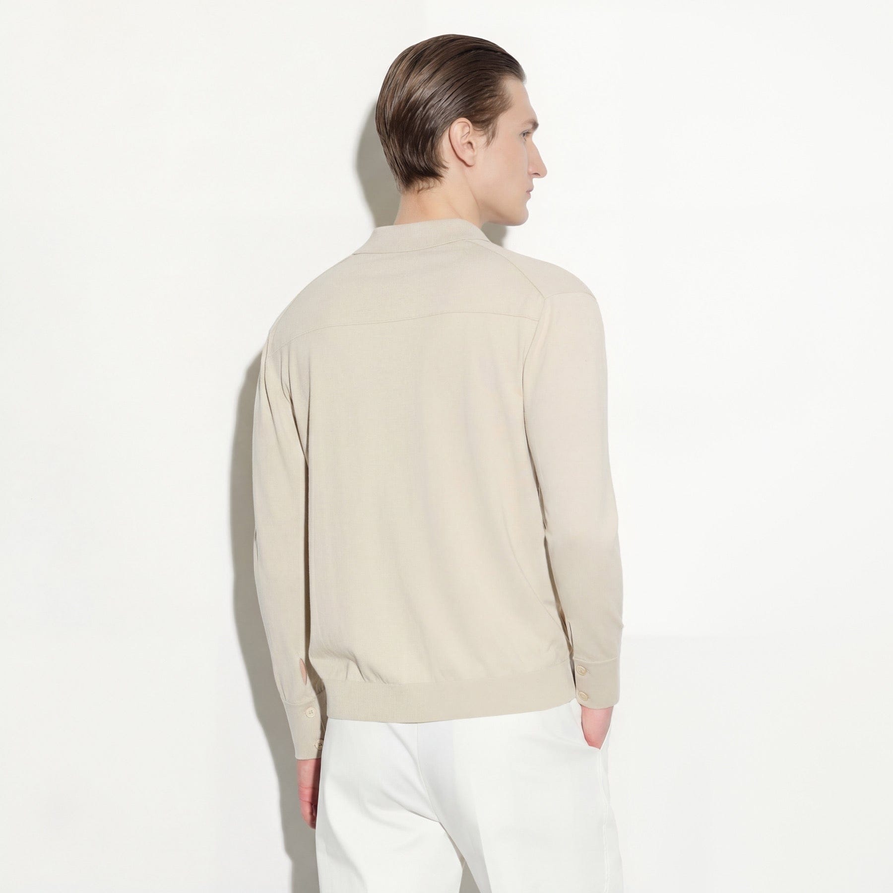 Camicia in Maglia Loose Fit in Cotone Beige Camicia Maglia Paolo Pecora