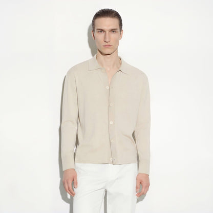 Camicia in Maglia Loose Fit in Cotone Beige Camicia Maglia Paolo Pecora