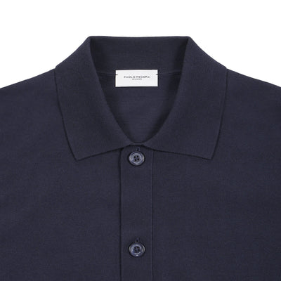 Camicia in Maglia Loose Fit in Cotone Blu Camicia Maglia Paolo Pecora