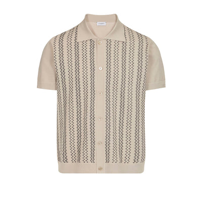 Camicia in Maglia Loose Fit in Cotone con Ricamo Beige Camicia Maglia Paolo Pecora
