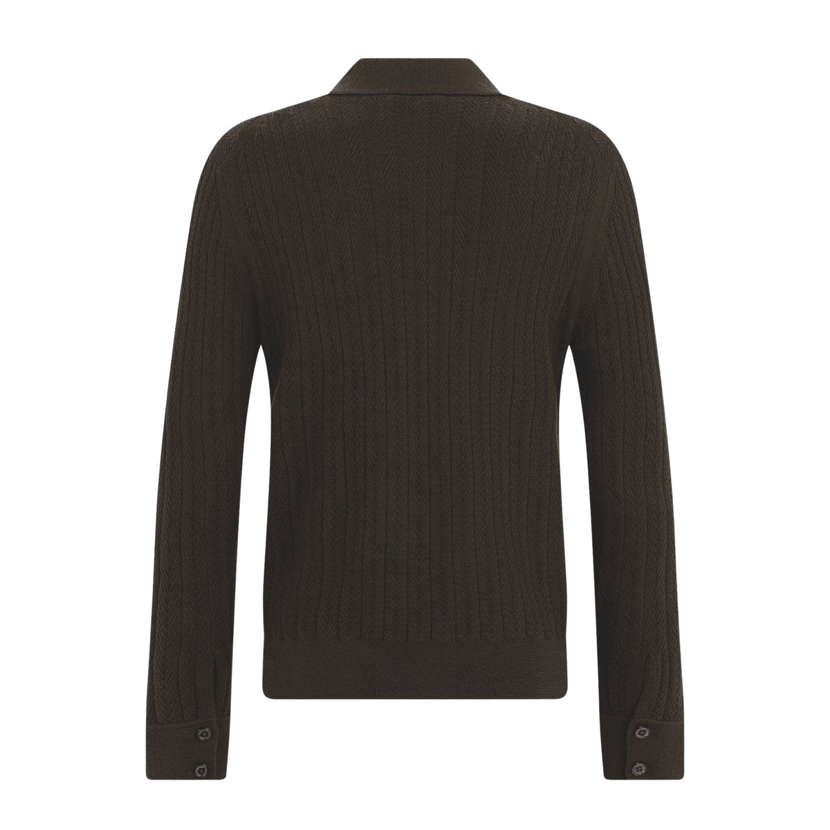 Camicia Maglia Loose Fit in Lana Merino Extrafine con Lavorazione Chevron Ebano Camicia Maglia Paolo Pecora