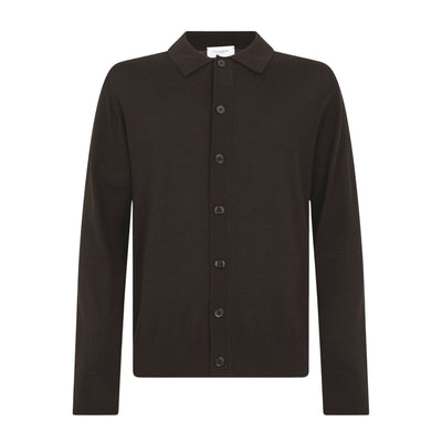 Camicia Maglia Loose Fit in Lana Merino Extrafine Ebano Camicia Maglia Paolo Pecora