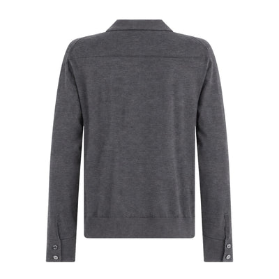 Camicia Maglia Loose Fit in Lana Merino Extrafine Grigio Melange Camicia Maglia Paolo Pecora