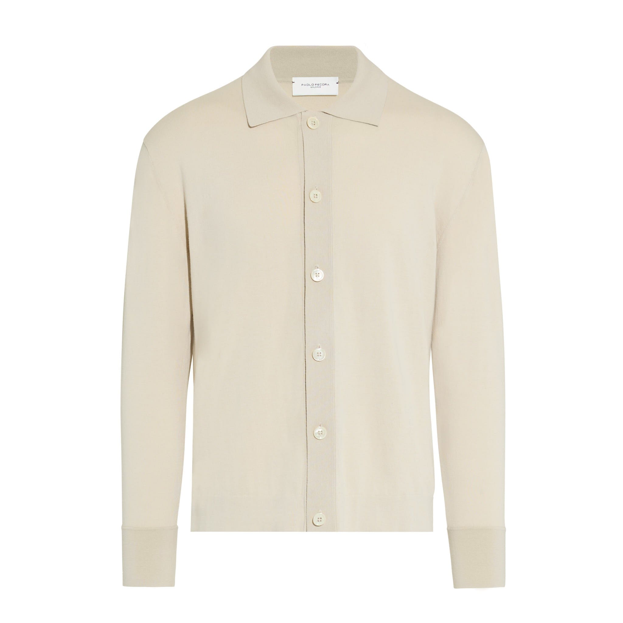 Camicia Over in Maglia a Maniche Lunghe Beige Camicia Maglia Paolo Pecora