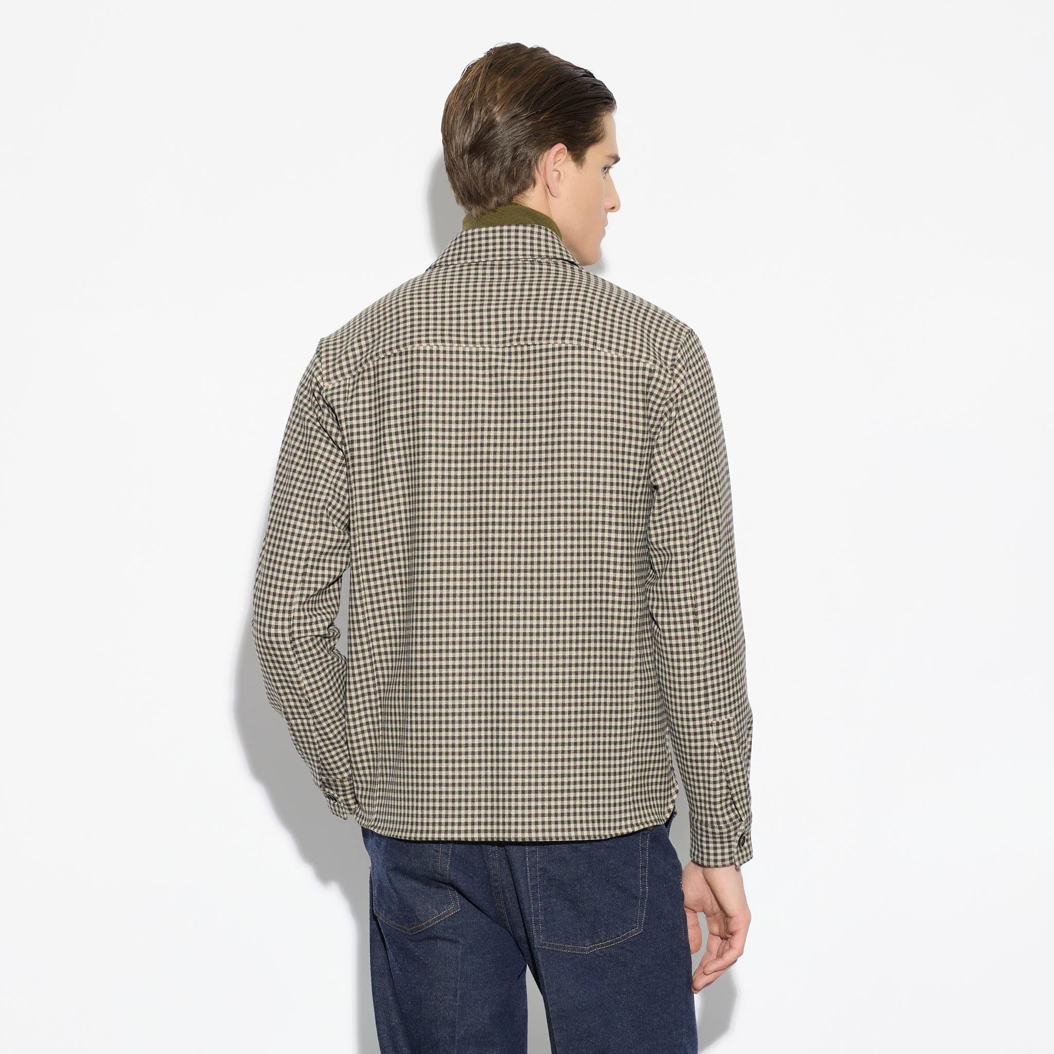 Camicia in Tessuto Tecnico con  Texture Micro-Quadro Cammello Marrone Camicia Tessuto Paolo Pecora