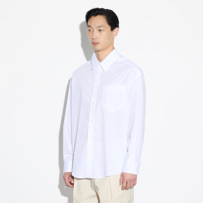 Camicia Over a Maniche Lunghe in Cotone Bianco Ottico Camicia Tessuto Paolo Pecora