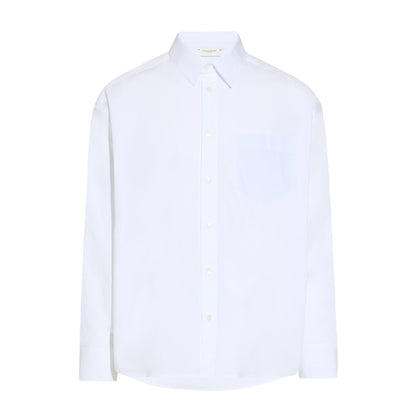 Camicia Over a Maniche Lunghe in Cotone Bianco Ottico Camicia Tessuto Paolo Pecora