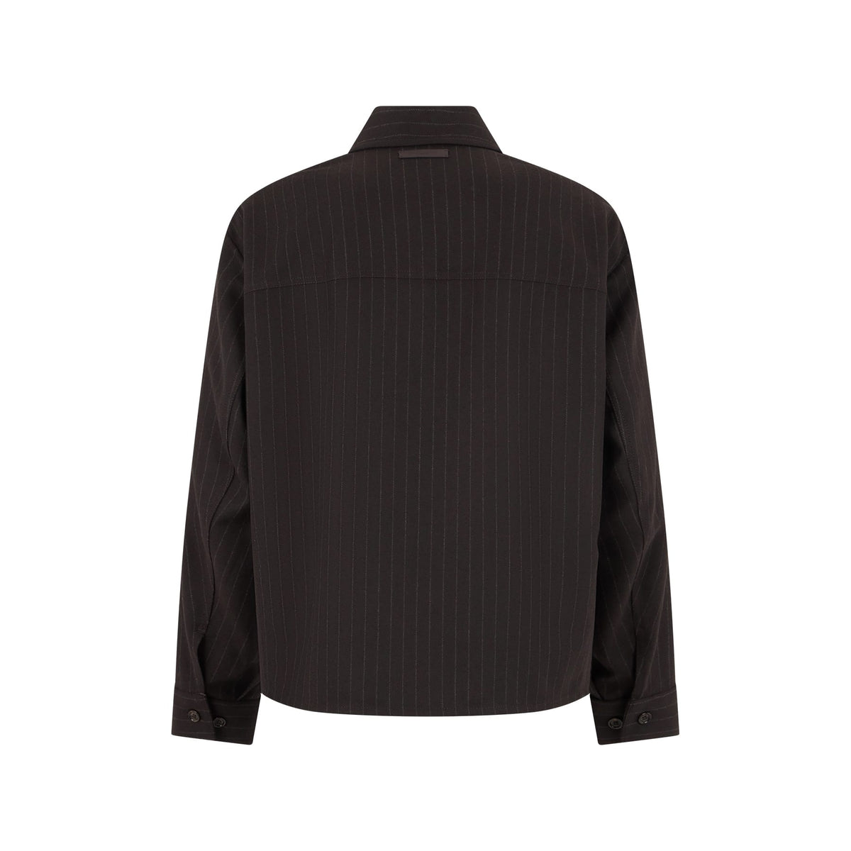 Camicia Overshirt Loose Fit in Misto Lana Gessato Ebano Camicia Tessuto Paolo Pecora