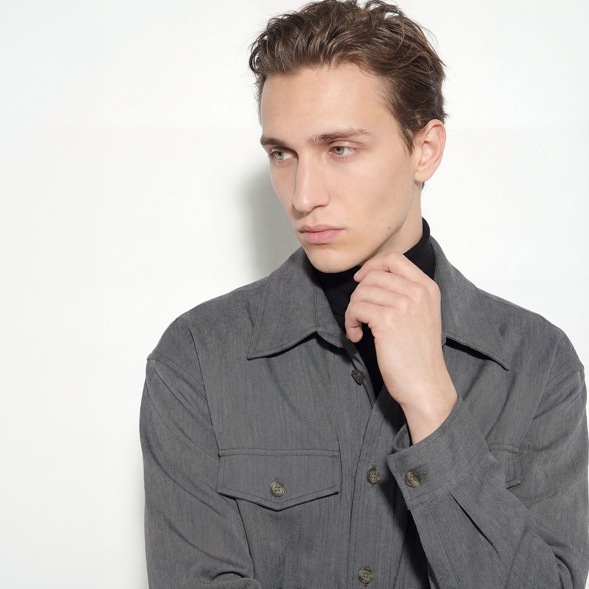 Camicia Tessuto Grigio Melange Camicia Tessuto Paolo Pecora