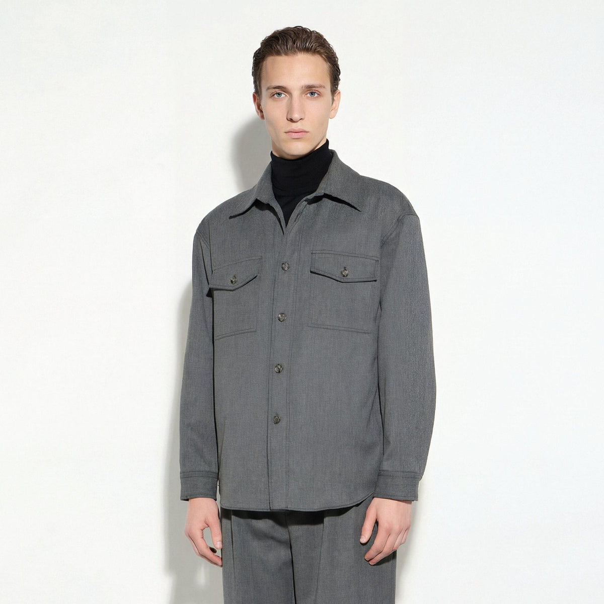 Camicia Tessuto Grigio Melange Camicia Tessuto Paolo Pecora