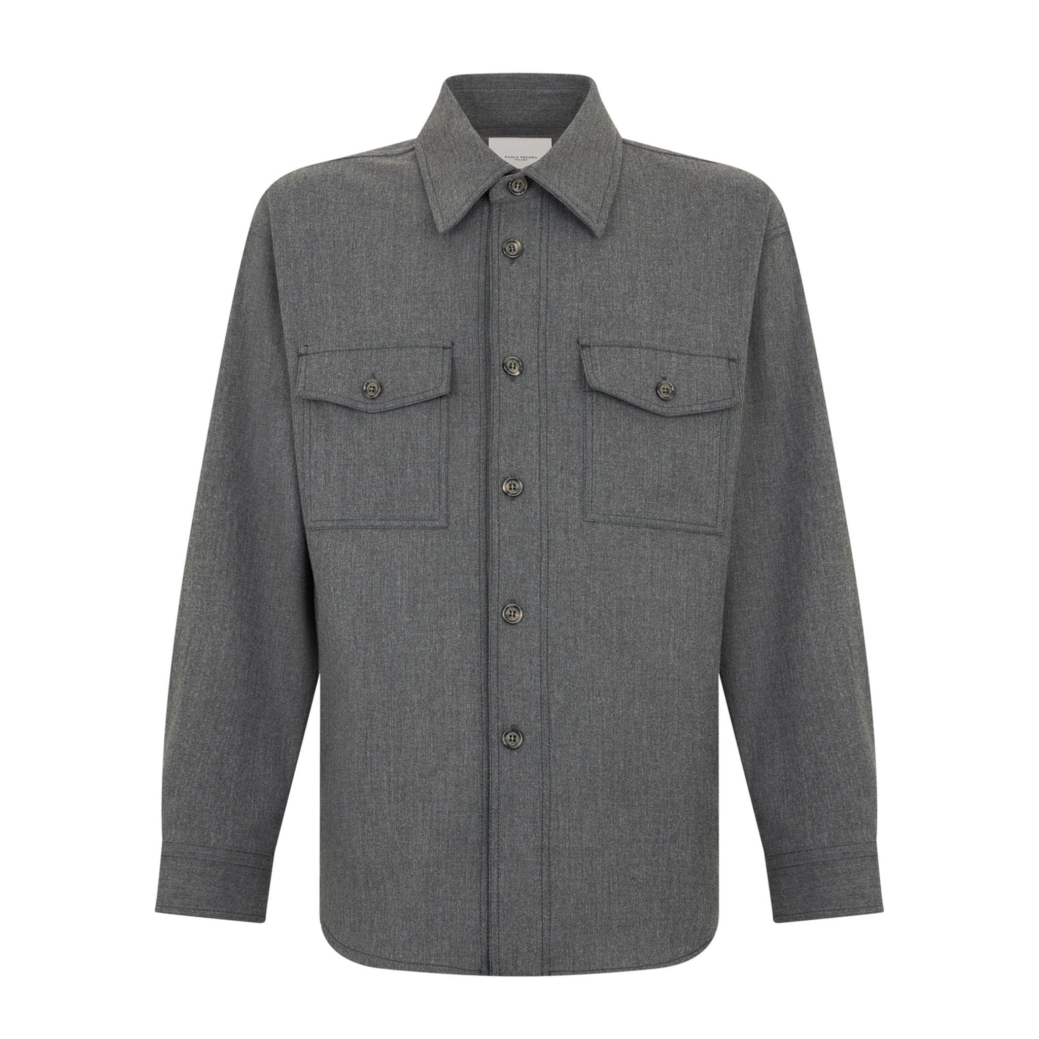 Camicia Tessuto Grigio Melange Camicia Tessuto Paolo Pecora