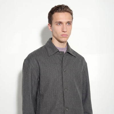 Camicia Tessuto Rigato Fondo Grigio/Grigio Camicia Tessuto Paolo Pecora