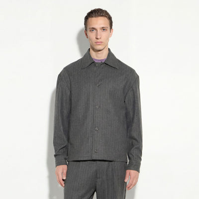 Camicia Tessuto Rigato Fondo Grigio/Grigio Camicia Tessuto Paolo Pecora