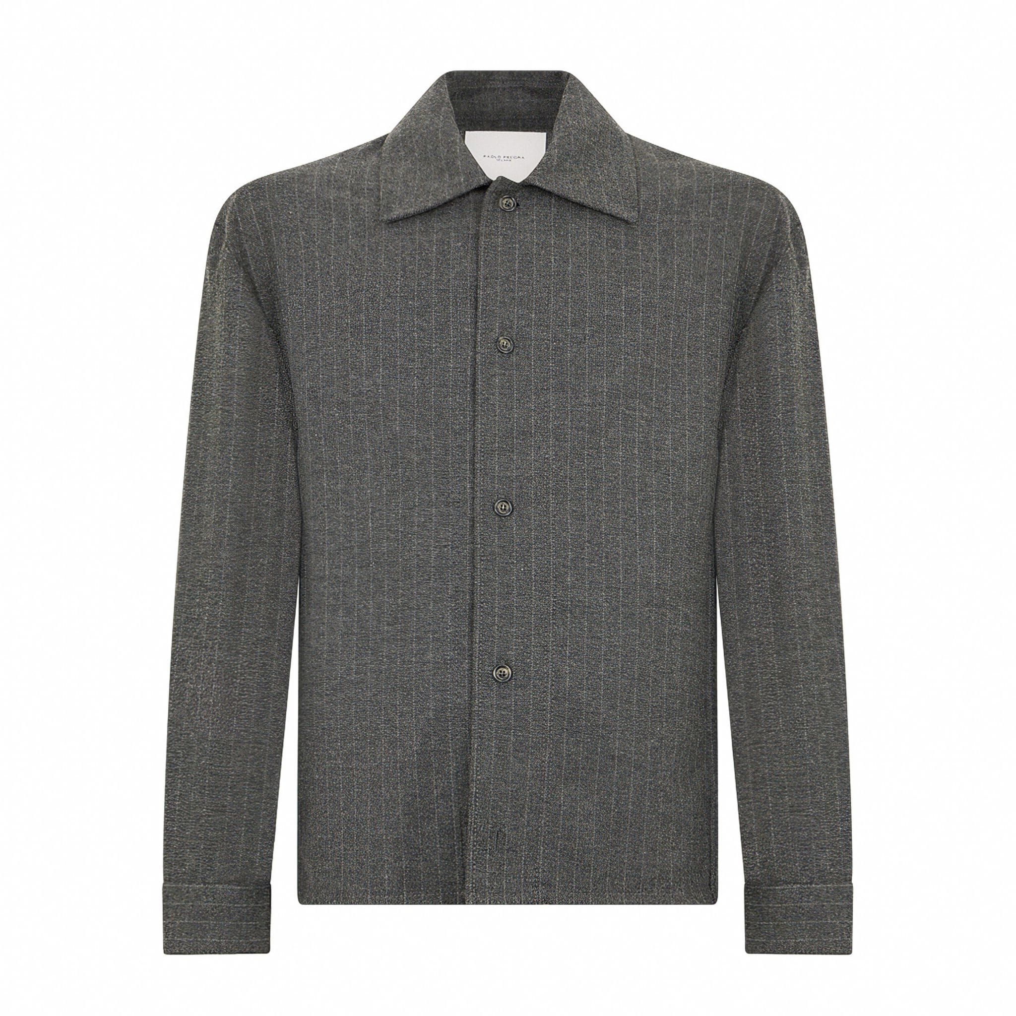 Camicia Tessuto Rigato Fondo Grigio/Grigio Camicia Tessuto Paolo Pecora