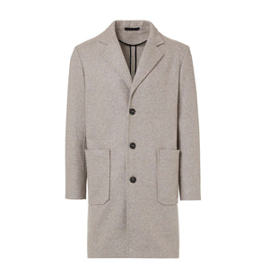 Cappotto Monopetto in Lana Tortora Melange Paolo Pecora