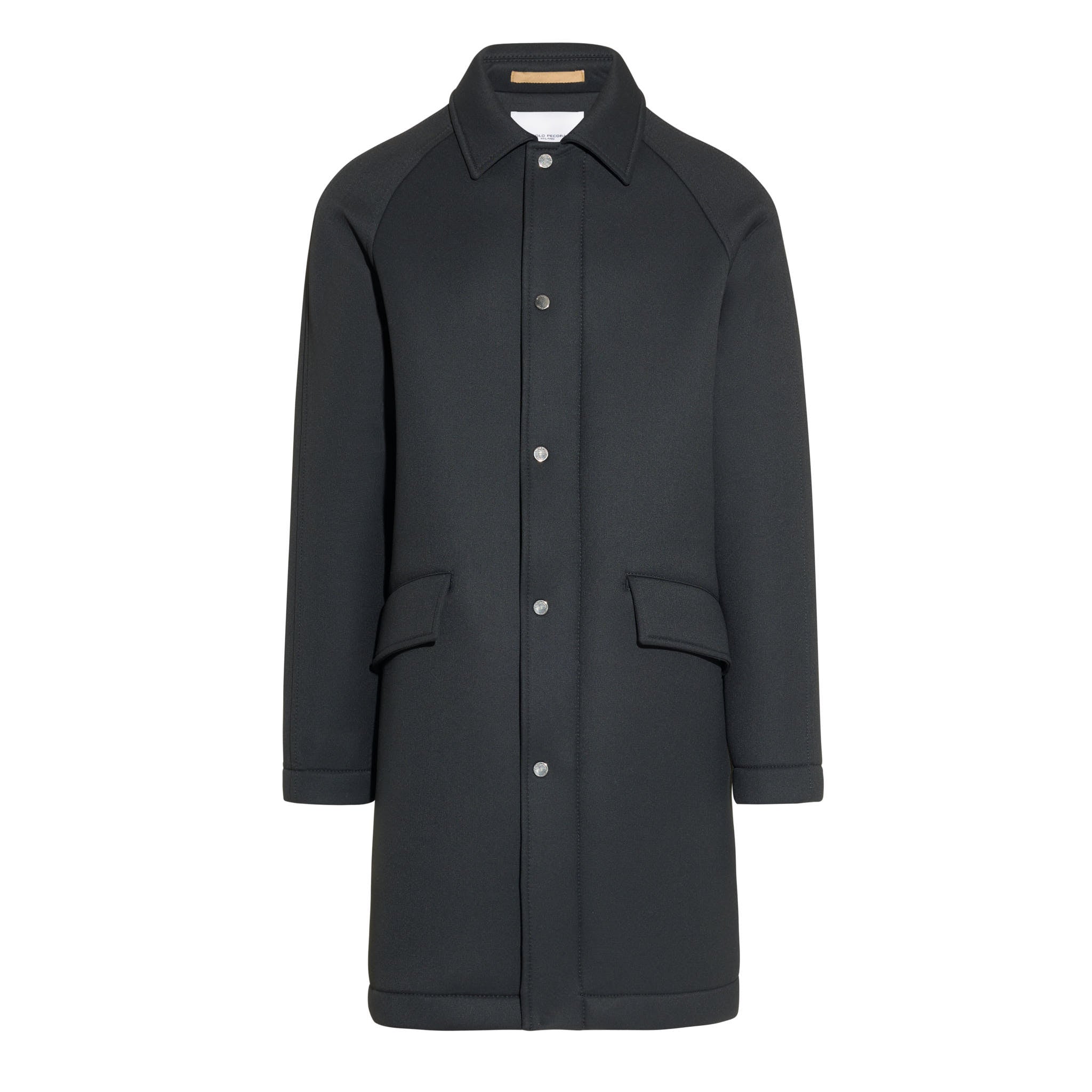Cappotto Nero in Tessuto Tecnico Cappotto Tessuto Paolo Pecora