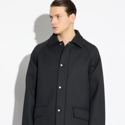 Cappotto Nero in Tessuto Tecnico Cappotto Tessuto Paolo Pecora