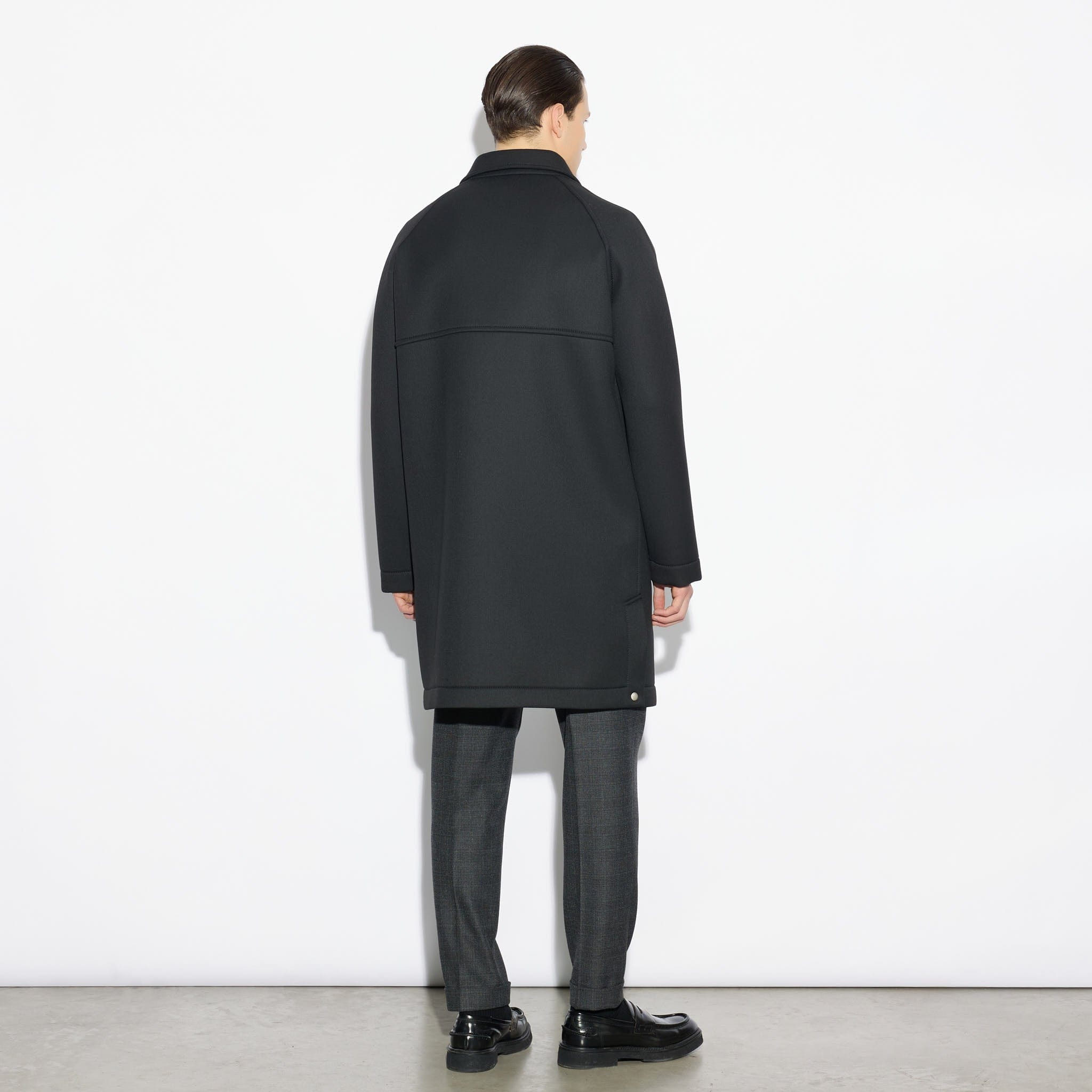 Cappotto Nero in Tessuto Tecnico Cappotto Tessuto Paolo Pecora