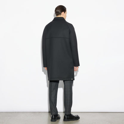 Cappotto Nero in Tessuto Tecnico Cappotto Tessuto Paolo Pecora