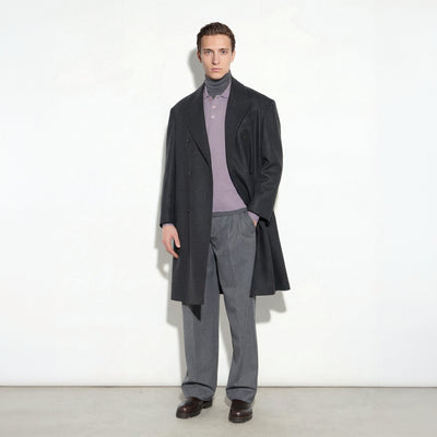 Cappotto Tessuto Grigio Scuro Melange Cappotto Tessuto Paolo Pecora