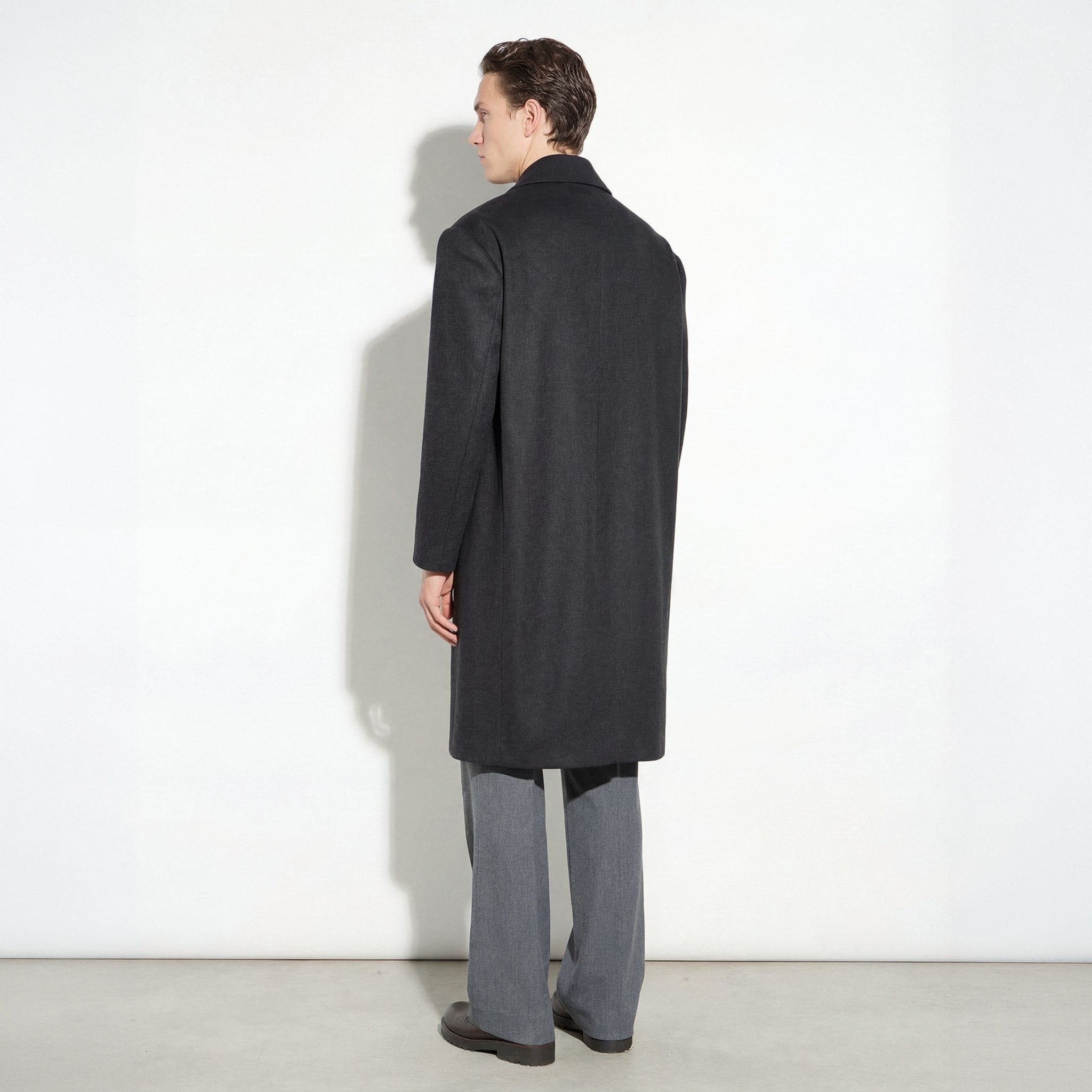 Cappotto Tessuto Grigio Scuro Melange Cappotto Tessuto Paolo Pecora
