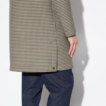 Cappotto Uomo Texture Micro-Quadro Cammello Marrone Cappotto Tessuto Paolo Pecora