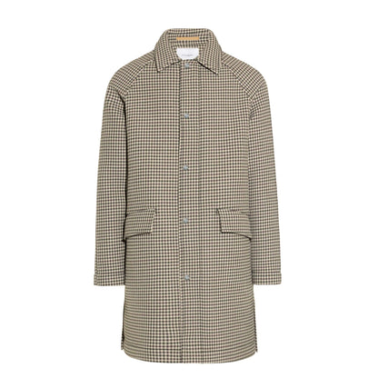 Cappotto Uomo Texture Micro-Quadro Cammello Marrone Cappotto Tessuto Paolo Pecora