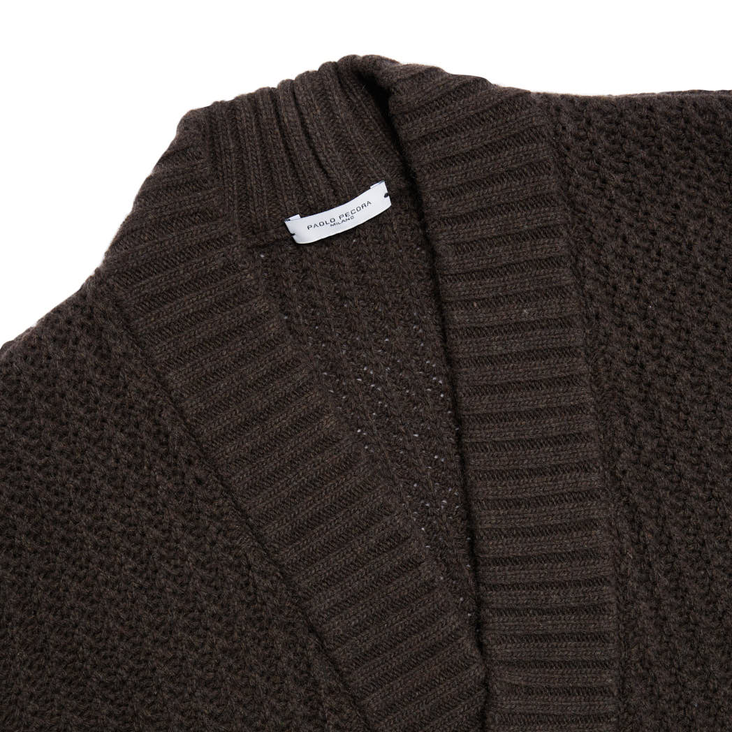 Cardigan Fango in Lana con Punto Paolo Pecora